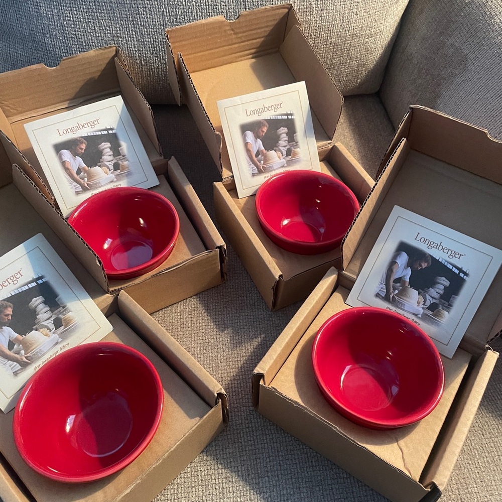 Longaberger Woven Traditions Small Dessert Bowls in Paprika ~ Set of 4 ~ NIB